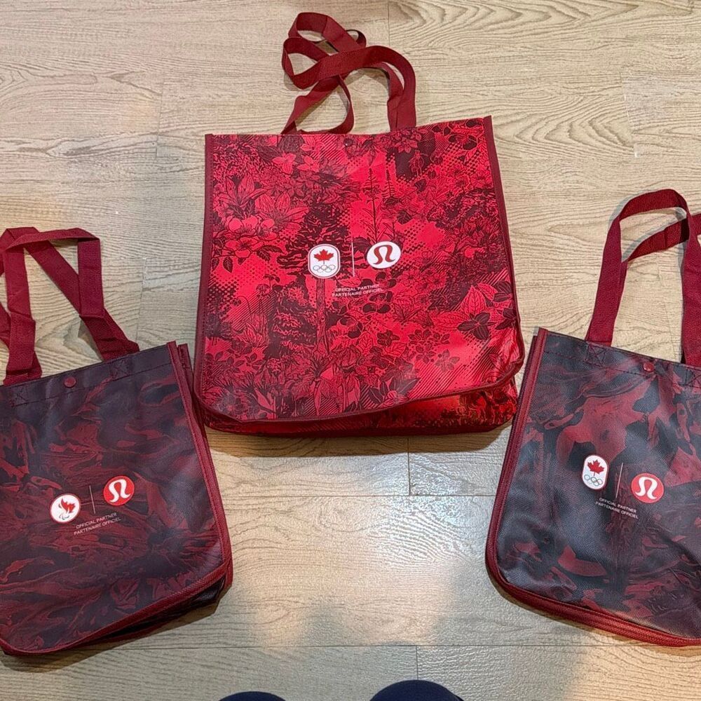 Lululemon Team Canada 2024 Paris Olympics design reusable shopping bag set of (3